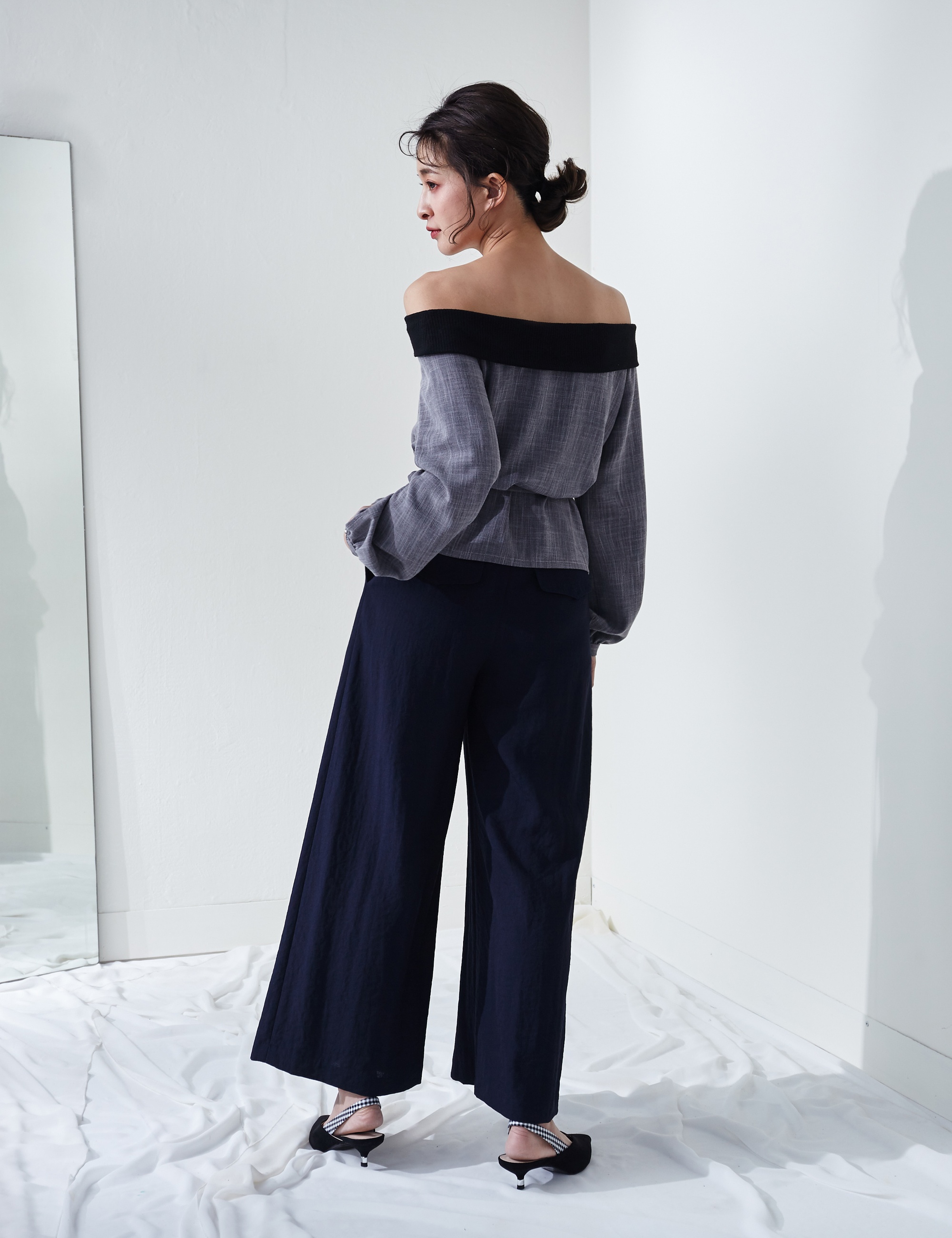 主流化,中线打褶棉麻长宽裤|marjorie|玛裘瑞