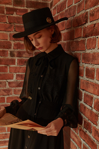 哈利波特，霍格華茲徽章學院風毛呢紳士帽