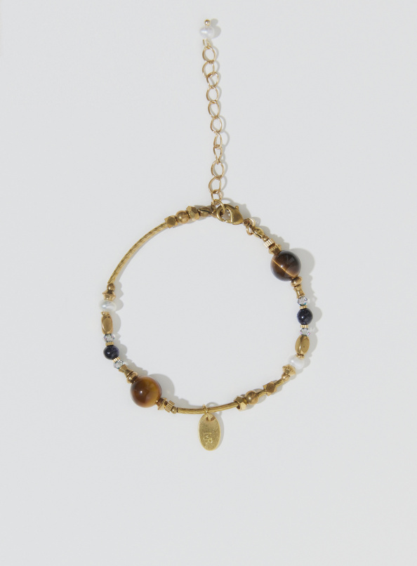 獨家開發,Logo銅片珍珠水晶手鍊