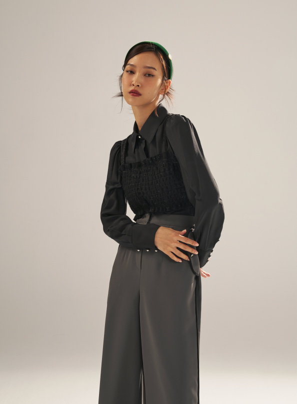 身份的標記,兩件式baby摺馬甲背心襯衫