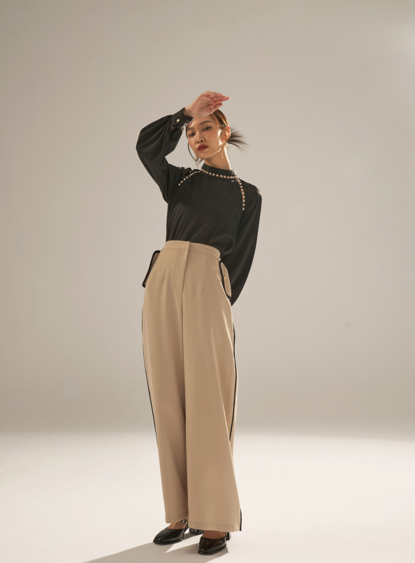 無視荊棘，出芽造型口袋跳色修身直筒褲