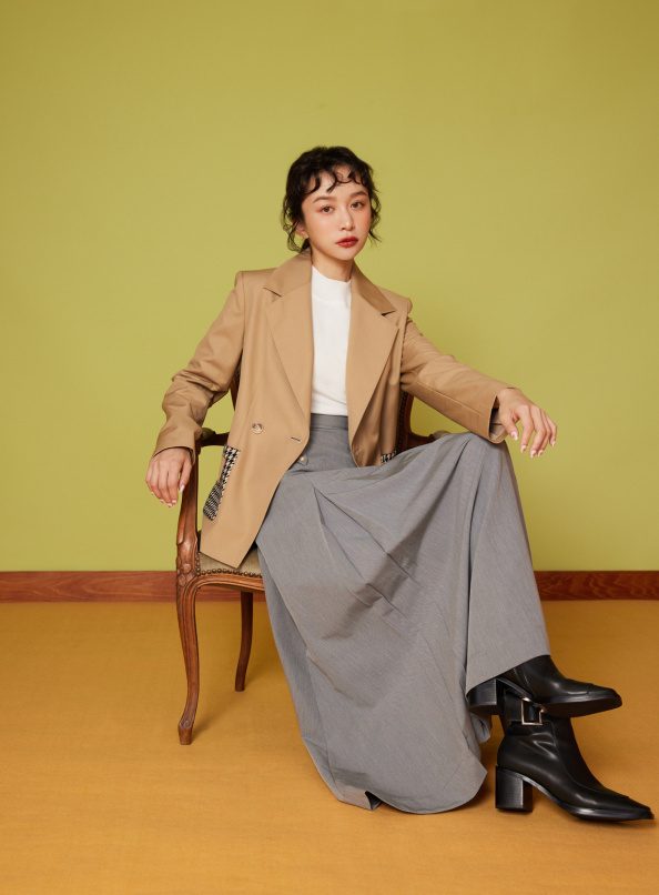 極致美學之城,特色千鳥格紋口袋西裝外套