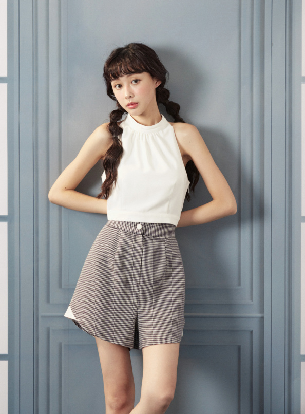 燭火燃起,斜切造型千鳥格短褲