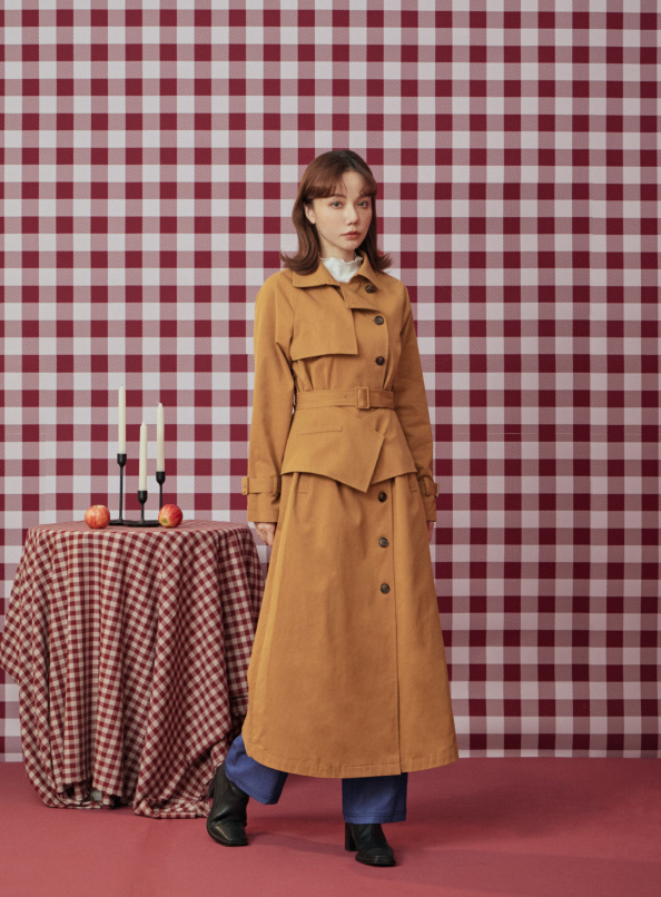 樹下的禮物,可拆式腰封單排釦風衣外套