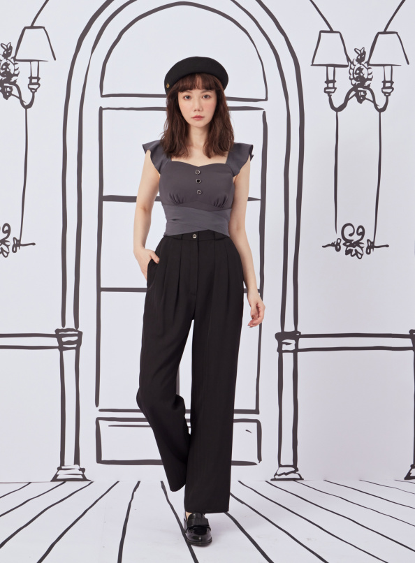 浪漫天賦,Baby褶交叉綁帶短版上衣