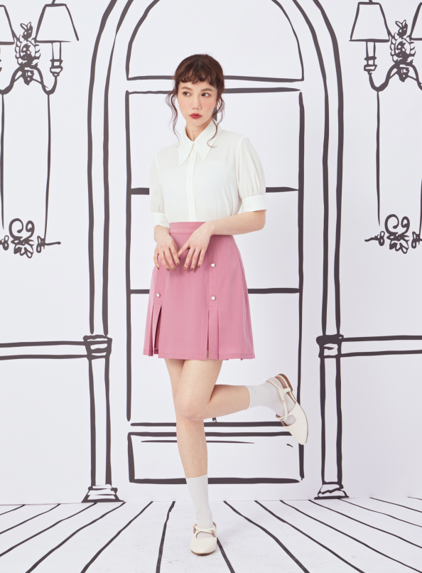 生性倔強,雙開衩打褶褲裙