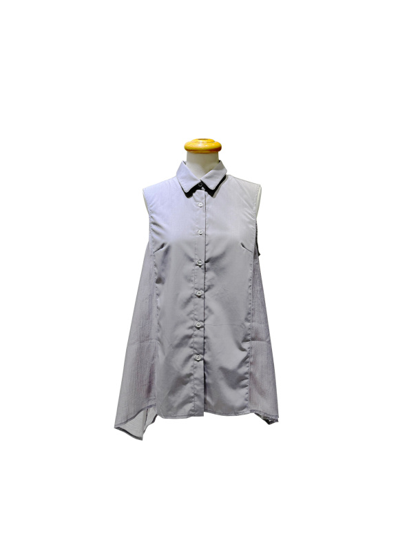 風華,異材質拼接出芽無袖襯衫