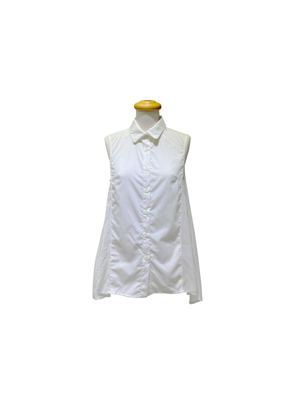 風華,異材質拼接出芽無袖襯衫