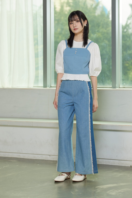 超脫,Baby褶五分澎袖上衣