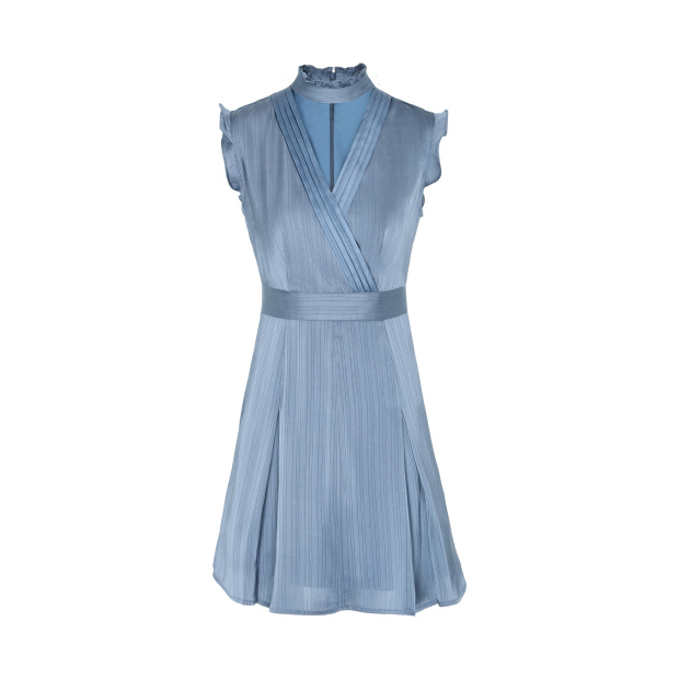 留戀,光澤感平塔克造型頸鍊短洋裝