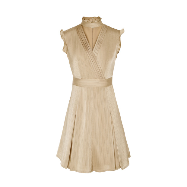 留戀,光澤感平塔克造型頸鍊短洋裝