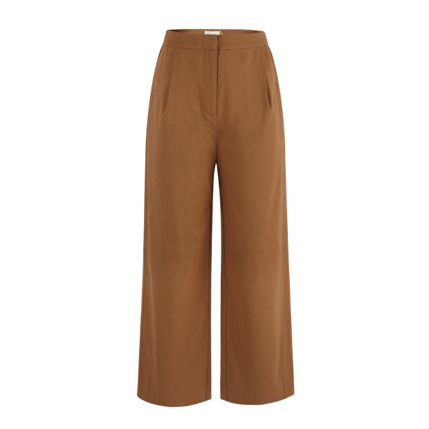 捎來,合褶直筒涼感長褲