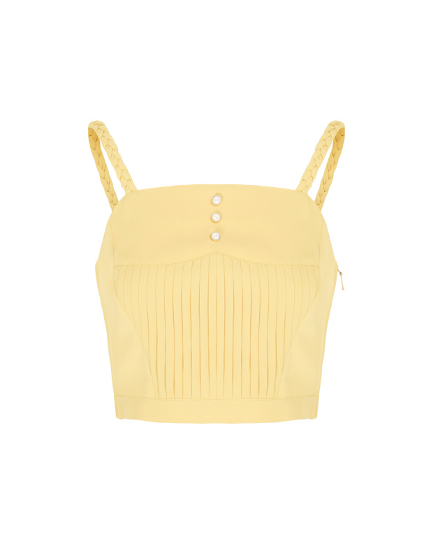 夢回，編織肩帶平塔克壓褶上衣