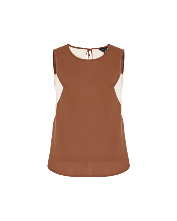 不一，撞色拼接後綁帶無袖上衣