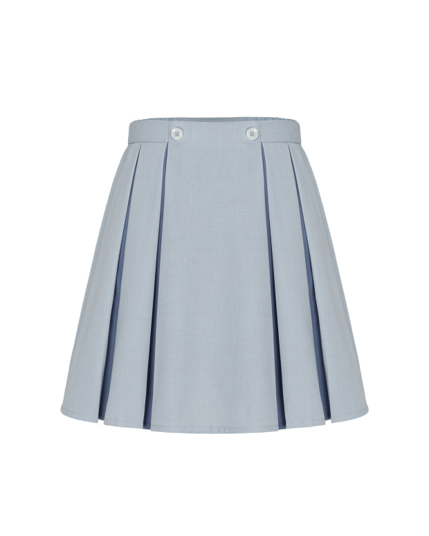 科莫湖的微風,撞色合褶拼接短裙