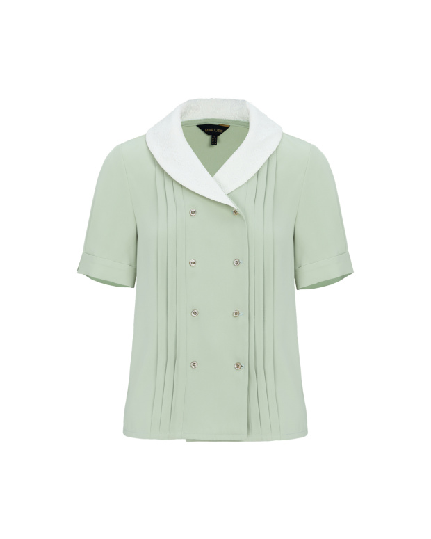 麵包市集,布蕾絲圓領平塔克上衣