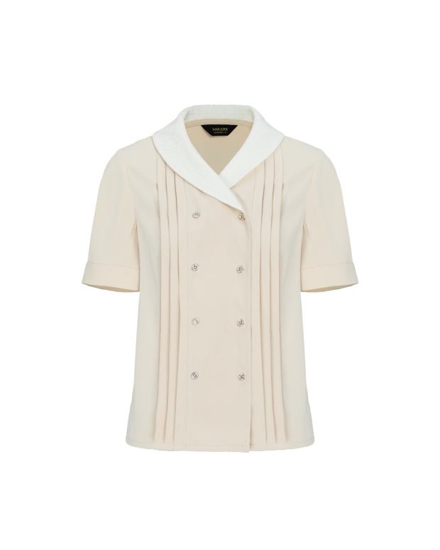 麵包市集,布蕾絲圓領平塔克上衣