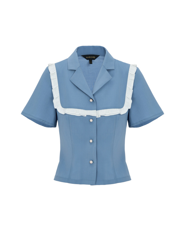 香草冰淇淋,立體造型荷葉滾邊上衣