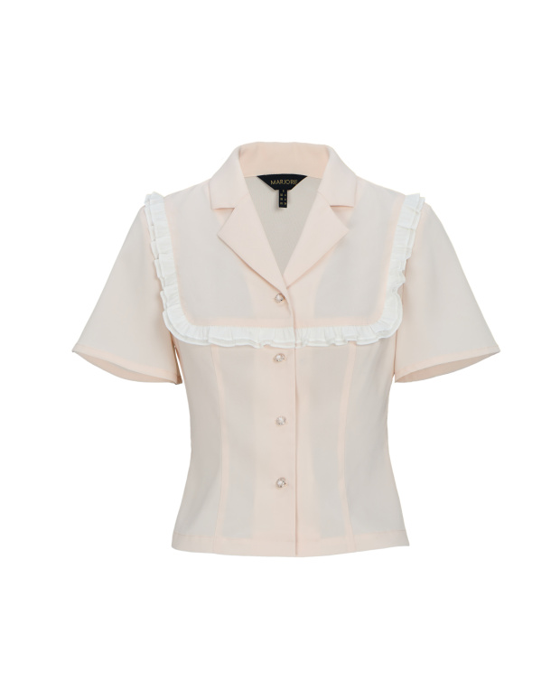 香草冰淇淋，立體造型荷葉滾邊上衣