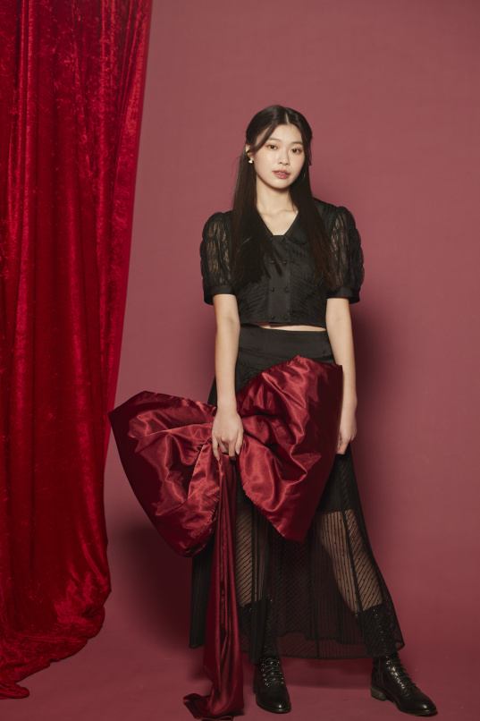 微光,拼接網紗長裙