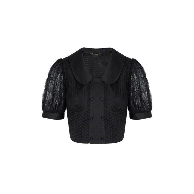 閒暇時光，蕾絲袖拼接上衣