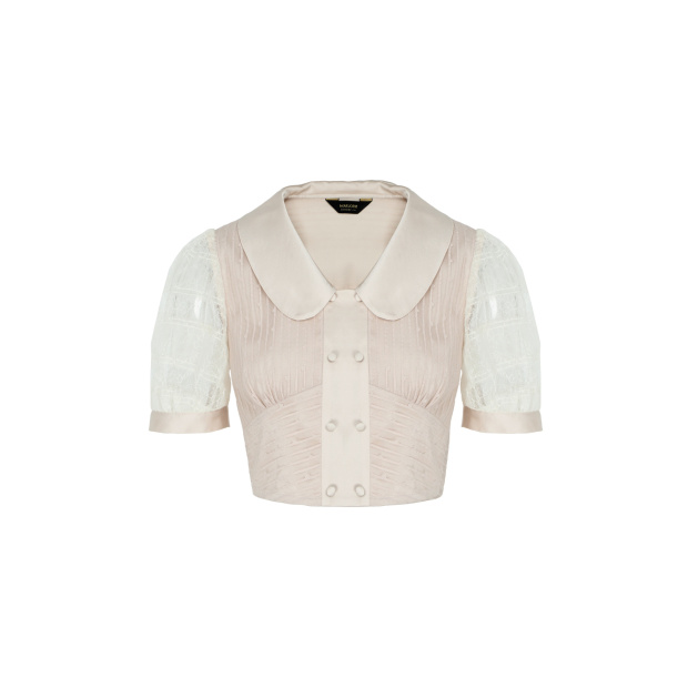 閒暇時光,蕾絲袖拼接上衣