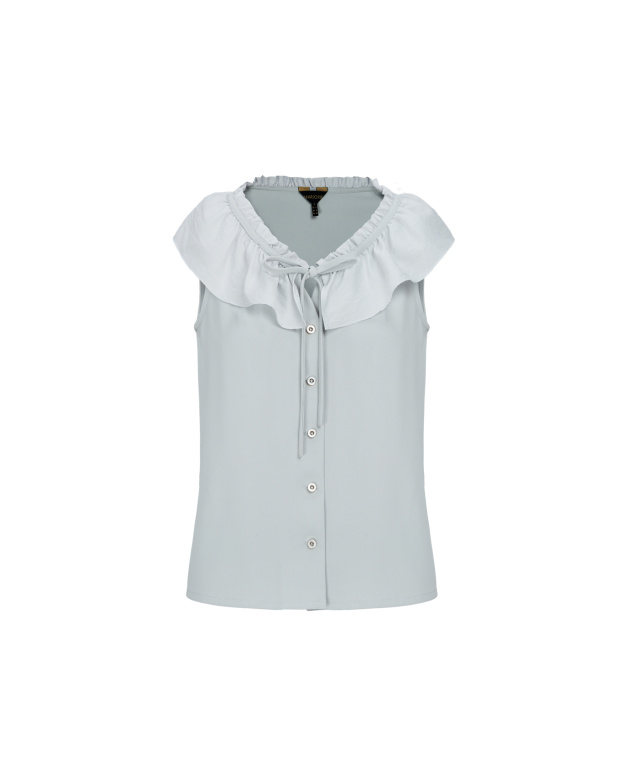 在塞納河上,荷葉領綁帶上衣