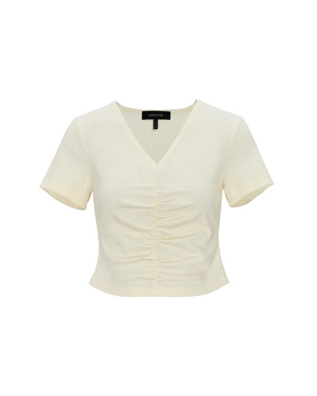 對等關係，抓皺V領T恤