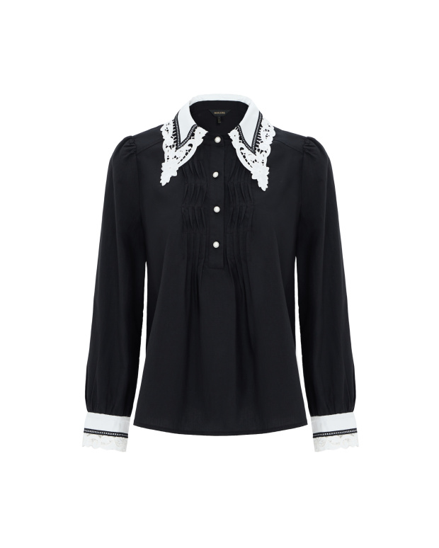 奢式年華，高雅蕾絲袖襯衫