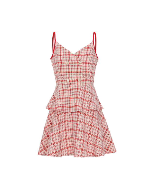 盛開的罌粟，雙層細肩迷你洋裝