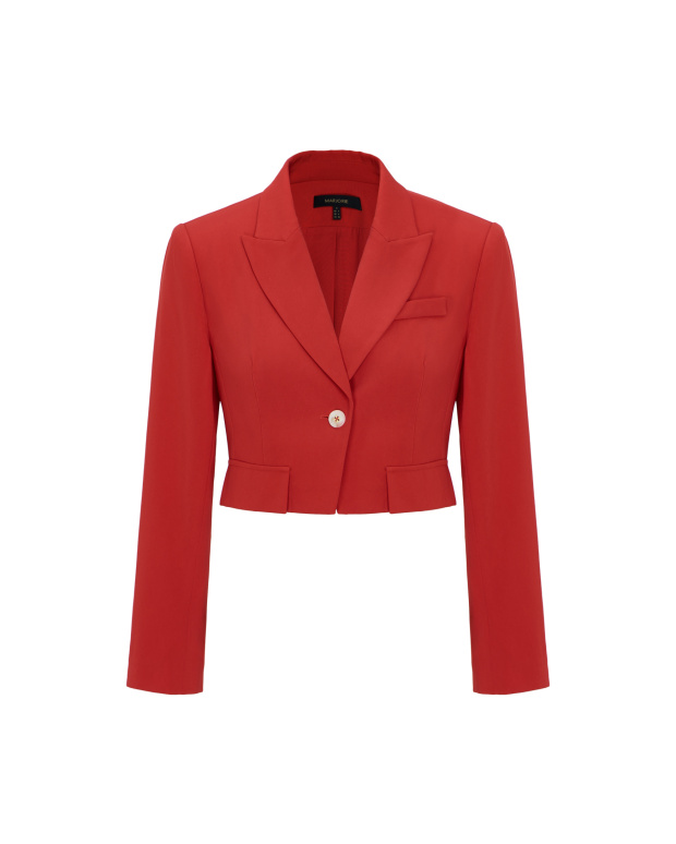 熱情玫瑰，短版劍領紅色西裝外套