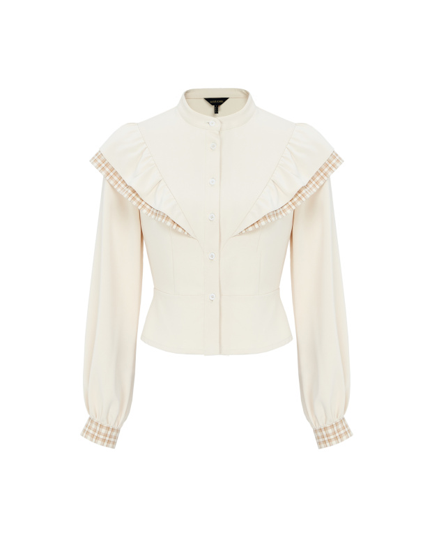 一天的時間，格紋拚色襯衫