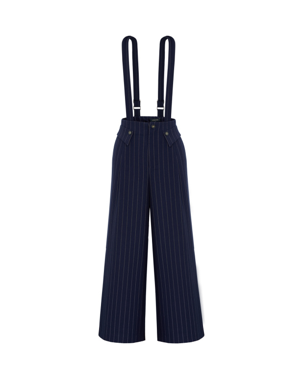 繪製航線,背帶條紋直筒長褲