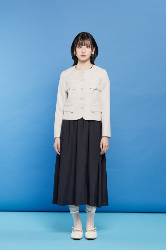 巴黎復古詩歌，經典小香風圓領外套