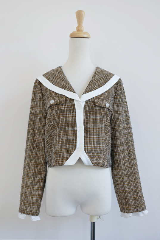 來自海神的祝福，水手領格紋外套