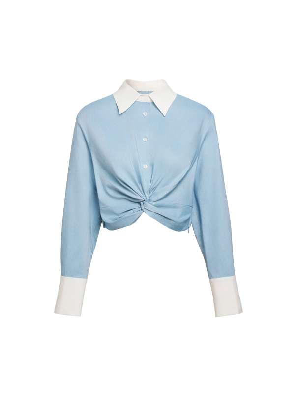 幕後日常，立領扭結設計襯衫