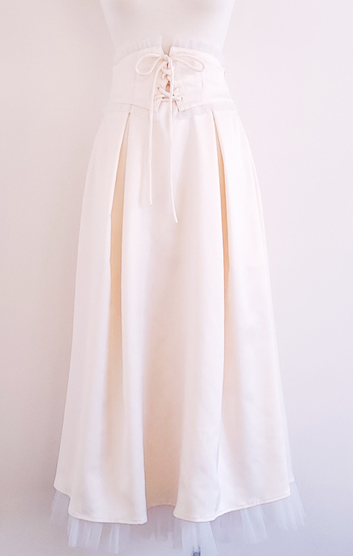 慢慢傾訴,腰封綁帶設計網紗雙層裙