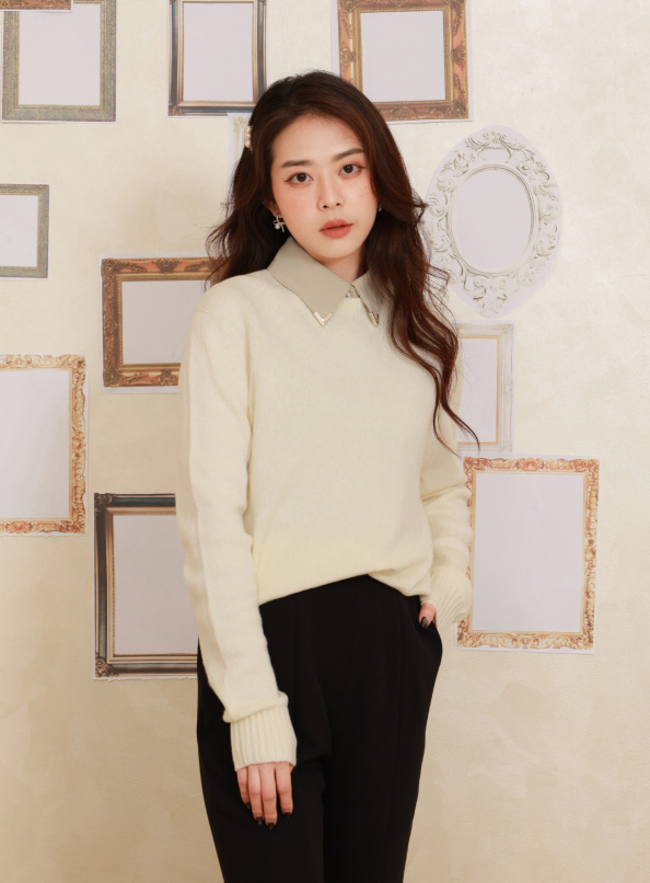質感甄選，圓領雪花絨毛衣