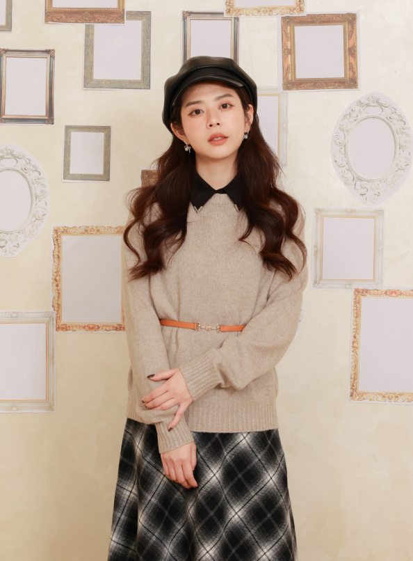 質感甄選，圓領雪花絨毛衣