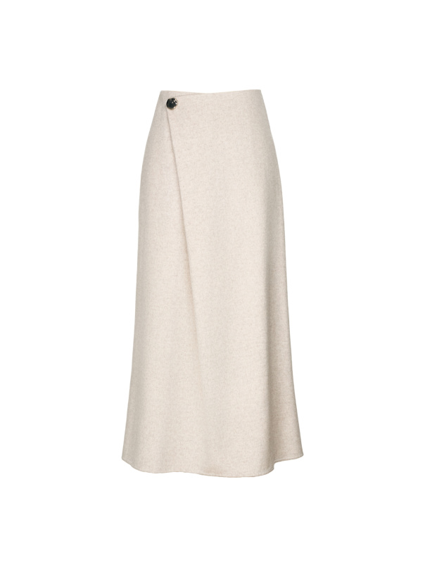 質感甄選，大釦壓褶羊毛窄裙