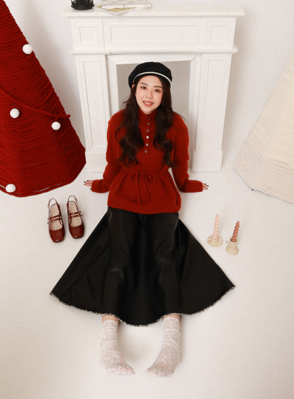 質感甄選，蛋白皮革傘裙