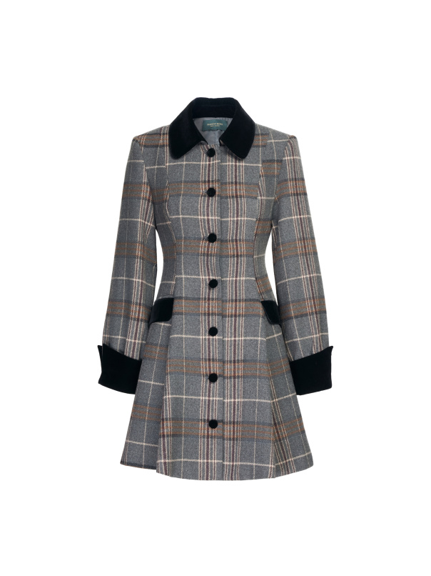 質感甄選，格紋拼接短洋