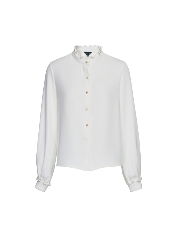 私藏記憶，復古荷葉高領襯衫