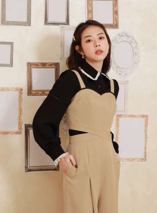 觀察者的視角，包邊交叉連身長褲