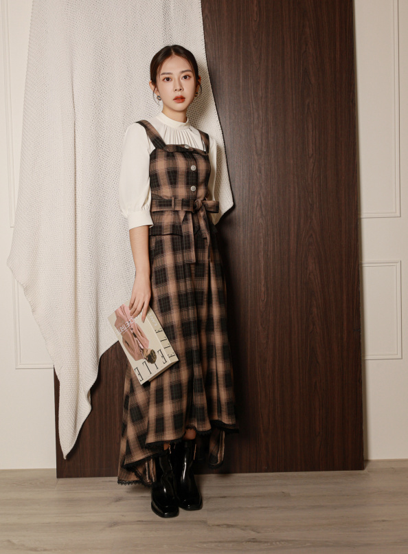 流動時空，不對稱蕾絲花邊長裙